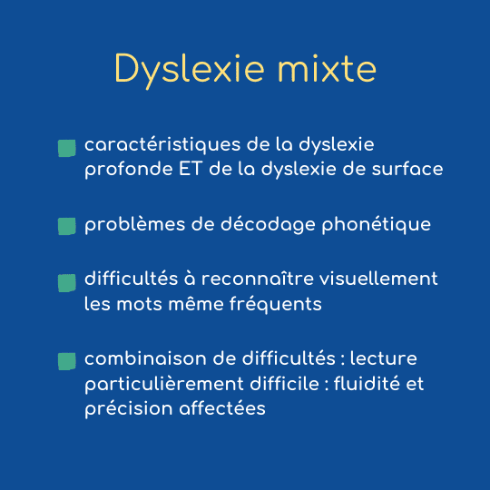 Symptômes de la dyslexie mixte