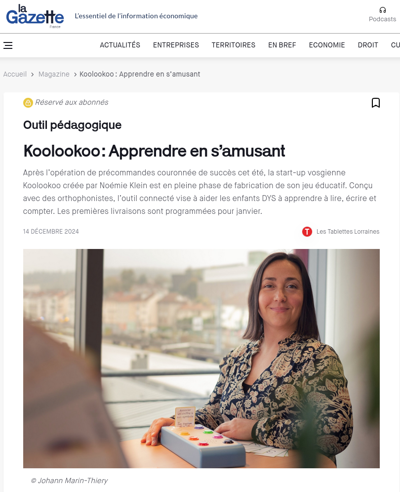 Copie d'écran du journal "la gazette france"