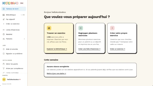 Interface Koolookoo pour les pros